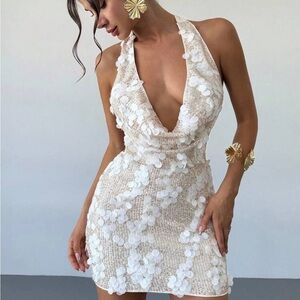 Sequin Mini Dress in Ivory